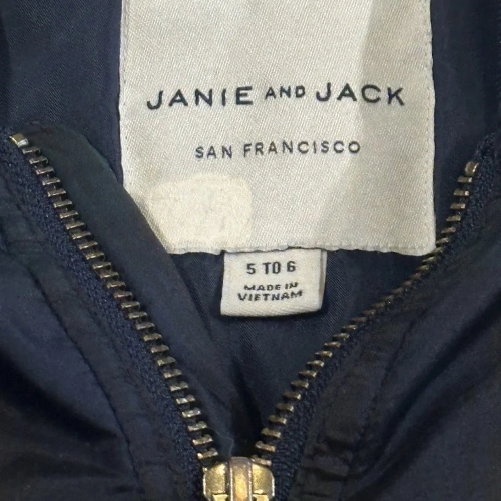 JANIE AND JACK Boys Plaid Blue & Green Lined Bomber Jacket Size 5/6 EUC